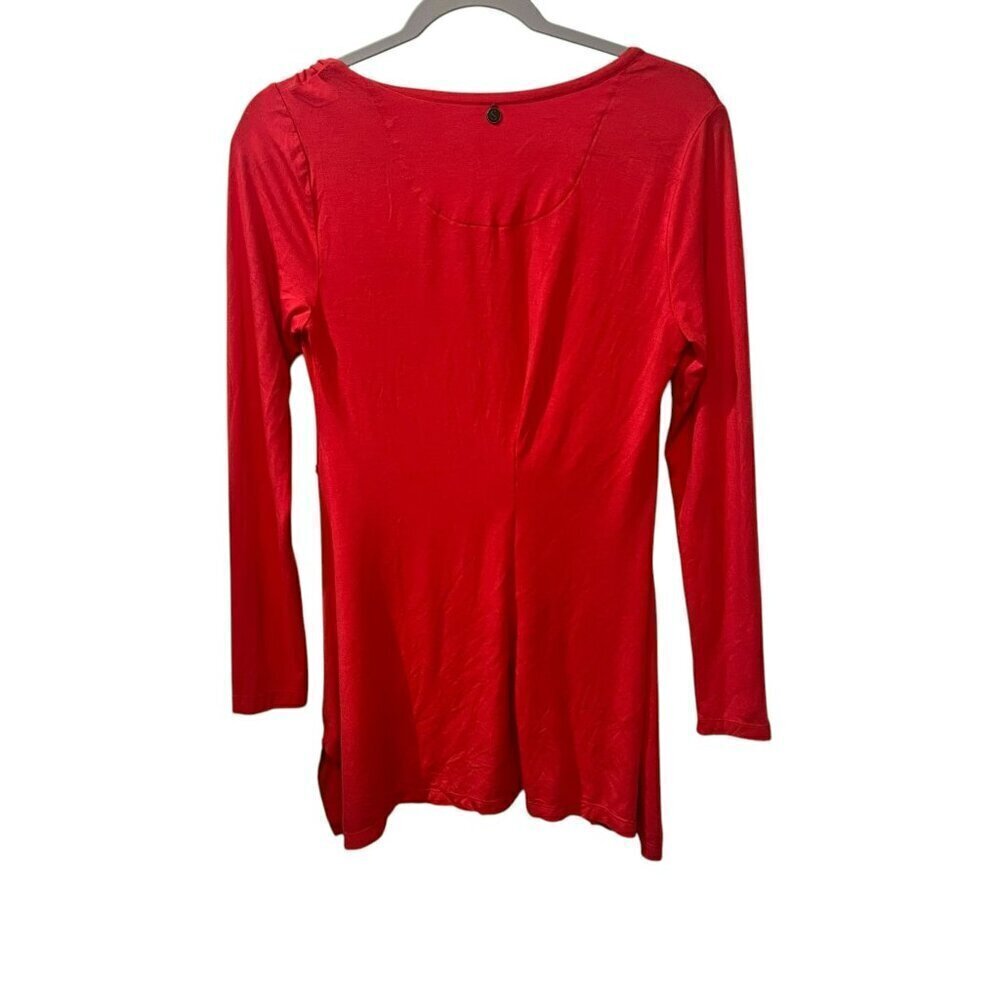 Soft Surroundings coral Long Sleeve Tunic Top Button Detail Asymmetrical Hem XS - Picture 5 of 7